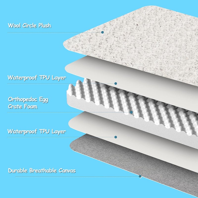 EMPSIGN Reversible Cool and Warm Dog Bed for Crate Pad, Pet Beds with Washable and Removable Cover, Dog Crate Beds Sleeping Mats, Beds for Dogs Crate for Large Medium Small Dogs, Grey - Image 5